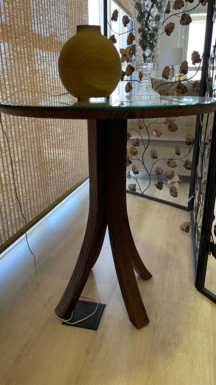 Mesa redonda tampo de espelho madeira maciça - Imagem 3